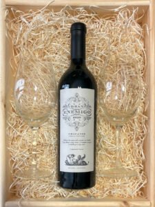 Box Luxury Gran Enemigo: Vino de Autor Single Vineyard + 2 Copas de Cristal en Bandeja Premium