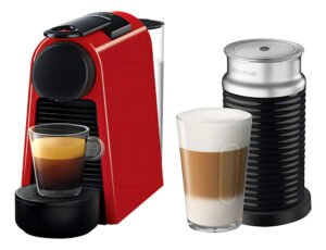 Cafetera Nespresso Essenza Mini D30 Color Rojo + Aeroccino Rojo