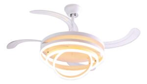 Ventilador De Techo Retráctil Luz Led 6 Velocidades Control Remoto Compacto 4 Aspas Ranser Cf303 Minimalista