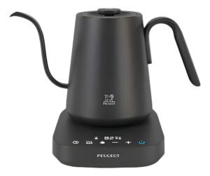 Pava Eléctrica Peugeot Ambert 1.2l 1200w Control Temperatura Grado A Grado Wi-fi Panel Digital Cuello Cisne Negro