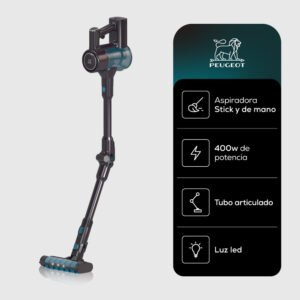 Aspiradora Inalambrica Plegable De Mano Peugeot Nantes 3 En 1 400w 3 Velocidades Color Negro