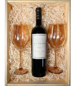 Box D.V. Catena Celebration: Cabernet-Malbec + Copas de Cristal Ámbar en Bandeja Premium